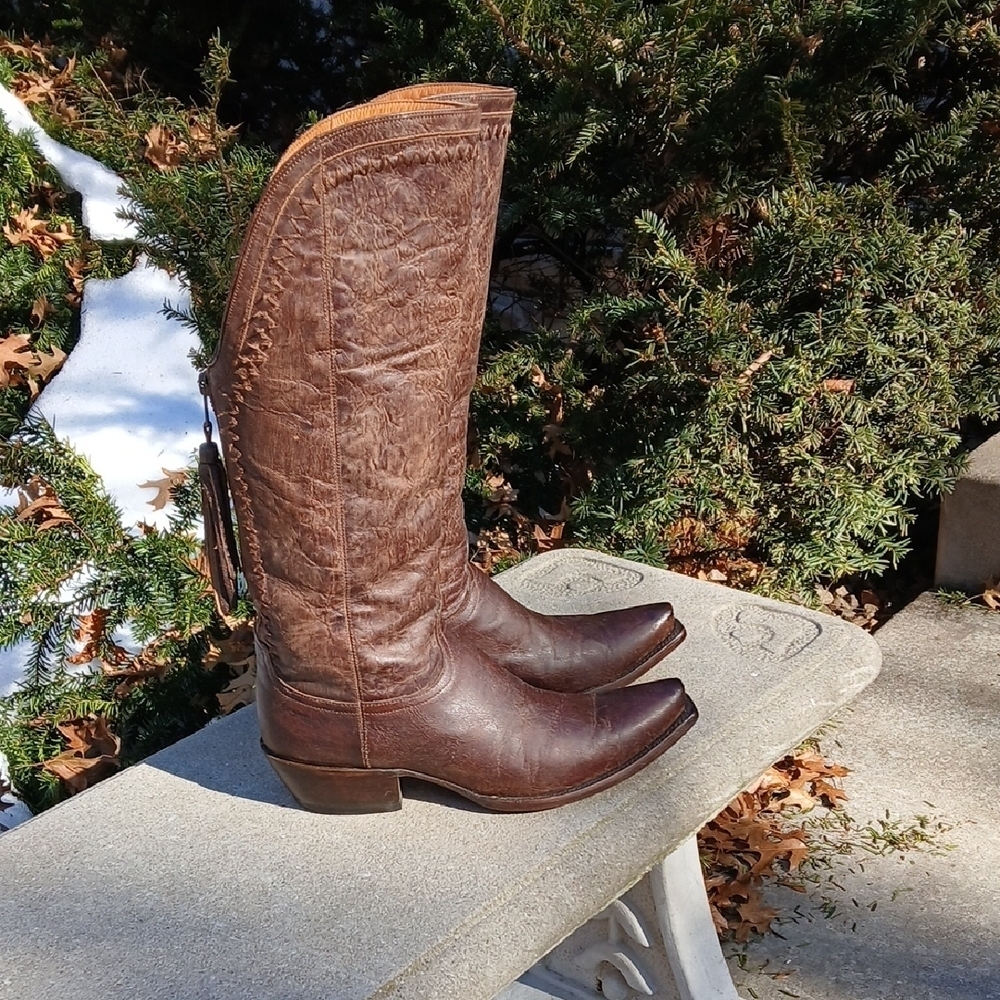 Lucchese Leather Embroidered Tassle Accent Western BootsWomen's Sz 9B
